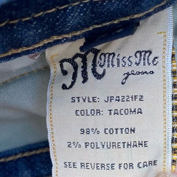 Miss Me Boot Cut Flared Floral Cutout Blue Jeans 29 Western Cowboy Boho - Picture 8 of 10